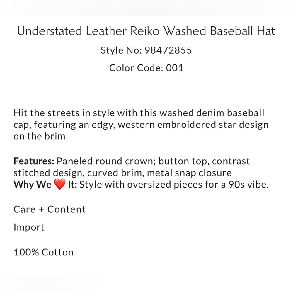Free People Understated Leather Reiko Washed Baseball Hat - Picture 2 of 2
